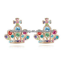 Corona checa de piedra diseño pendientes joyas LS99